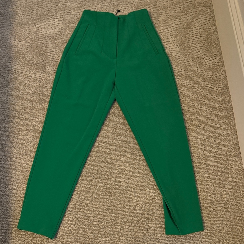 Zara Vibrant Green Cropped Pants